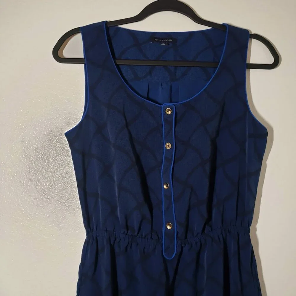 NEW Tommy Hilfiger Women's Long Maxi Dress Sleeveless Polo Size Small Black Blue
